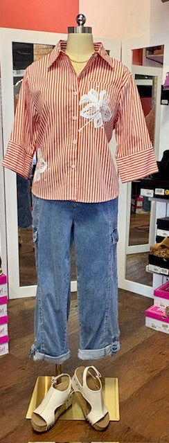 Joh Apparel orange and white Janice Top