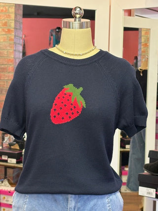 Charlie B Crew Neck Sweater Jacquard Navy