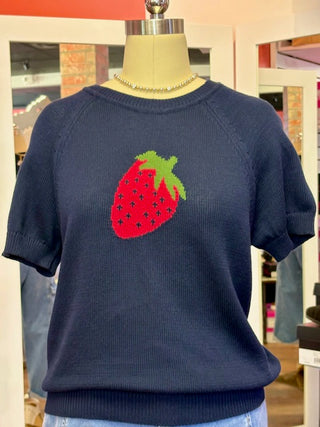 Charlie B Crew Neck Sweater Jacquard Navy