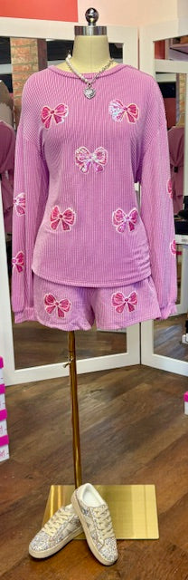 Valentine Day Sequin Bow Top