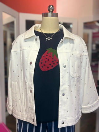 Lysse Audrey Pearl Embellished Denim Jacket