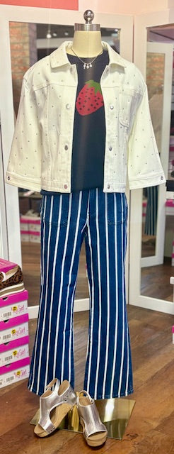 Lysse Audrey Pearl Embellished Denim Jacket
