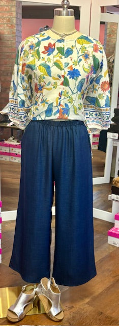 Navy Linen Pant