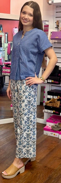 Toile Barrel Pant Blue