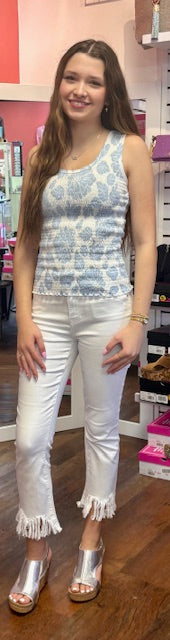 CharlieB white Boot Cut Fringe Hem