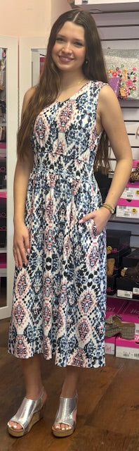 Charlie B Print Dress Smocking Nomad