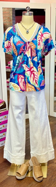 FDJ Flutter Sleeve Pintuck Bird Paradise
