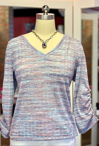 FDJ V-Neck Top Space Dye Indigo