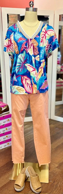 FDJ Flutter Sleeve Pintuck Bird Paradise