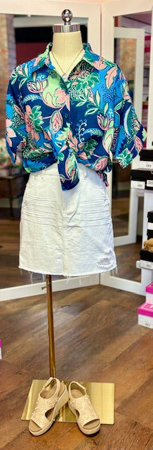 Tribal Brooke white Denim Skirt