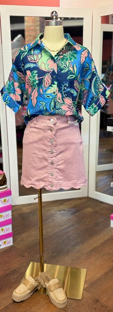 Charlie B Scallop Hem Skort Peony