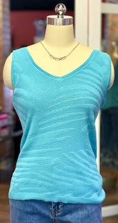 Tribal V-Neck Sweater Light Aqua Sky