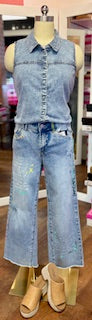 FDJ Girlfriend Wide Crop Writing Blue