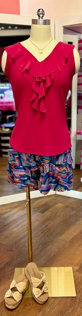 Isle Apparel Raspberry Ruffle Top