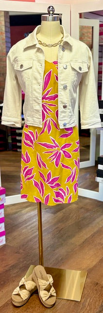 Tribal Twin Print Dress Daffodil