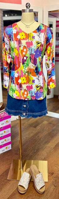 Flower V-Neck Multi