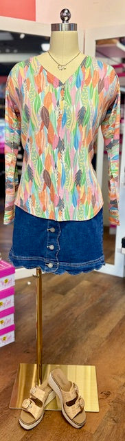 Leaves Button Up Top
