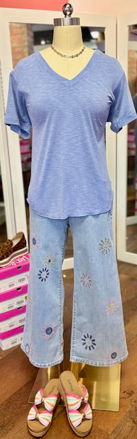 V-Neck blue tee