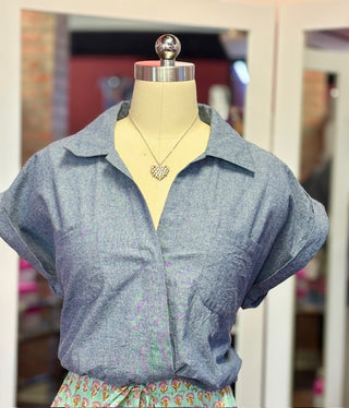 Ivy Jane Wrap Waist Top Indigo
