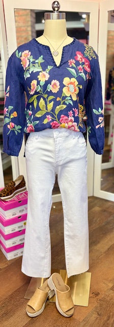 Johnny Was Miraze Lin Blouse Blue Night