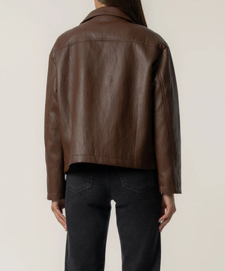 KUT Wren Leather Jacket Chocolate