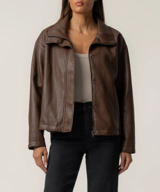 KUT Wren Leather Jacket Chocolate