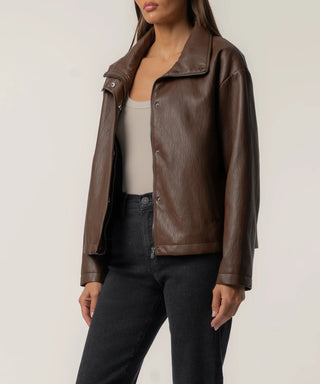 KUT Wren Leather Jacket Chocolate