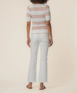 KUT Yona Stripe V-Neck White Blush