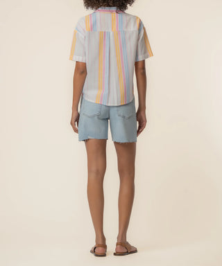 KUT Brianna Stripe Top White Pink
