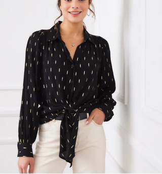 Karen Kane gemstone Tencel tie front top