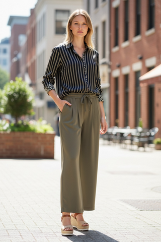 Charlie Black Animal print border Blouse