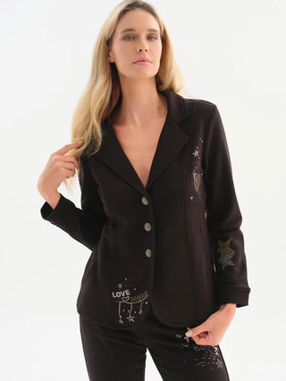 Dolcezza Knit Jacket Black Embellished