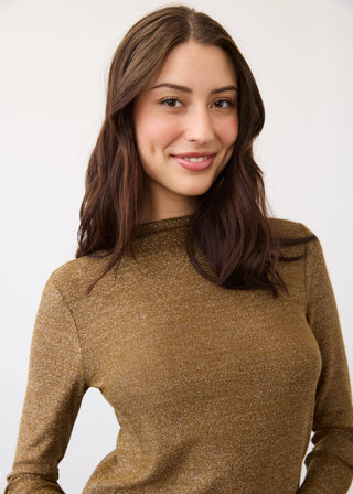 FDJ brass Mock Neck top
