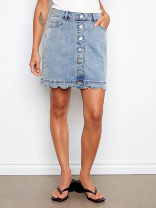 Charlie B Scallop Hem Light blue skort