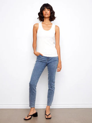 Charlie B Rib Tank White