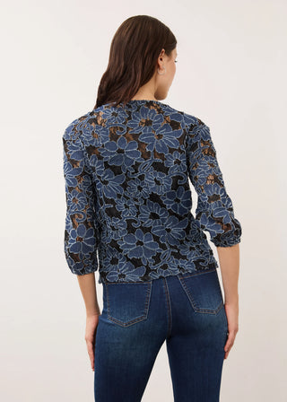 FDJ Popover Top Denim Lace