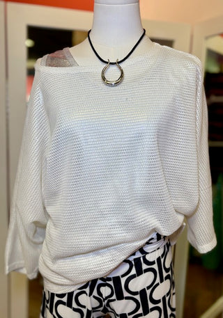 Isle Apparel Dodi white shimmer Top