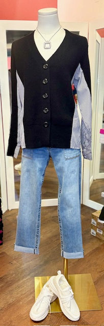 Elan Sweater Cardi Black & Grey