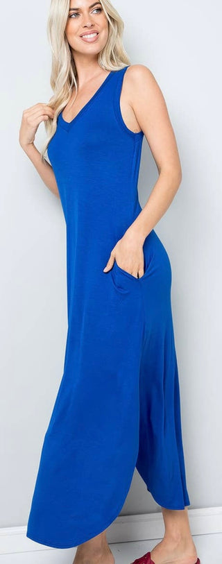 Vneck tank royal blue dress