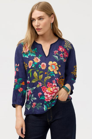 Johnny Was Miraze Lin Blouse Blue Night