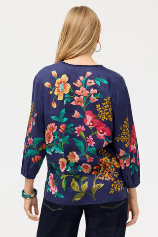 Johnny Was Miraze Lin Blouse Blue Night