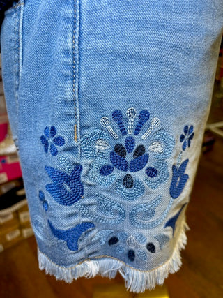 Tribal Audrey Embroidered Short Blue Anchor