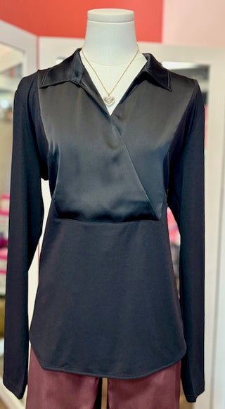 Lysse Pietra Mixed Media Top Black