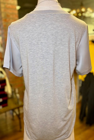 Lysse Sonja Mixed Media Grey Top