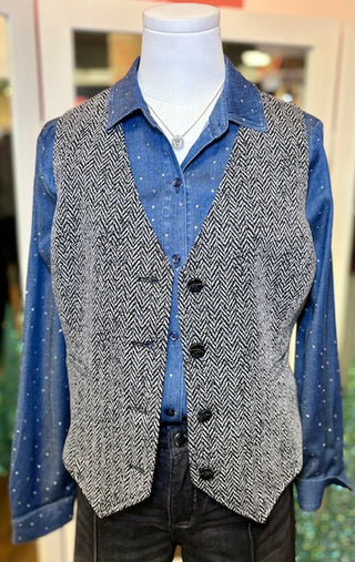Lysee Cataleya Crystal Chambray Shirt - Dark Midwash
