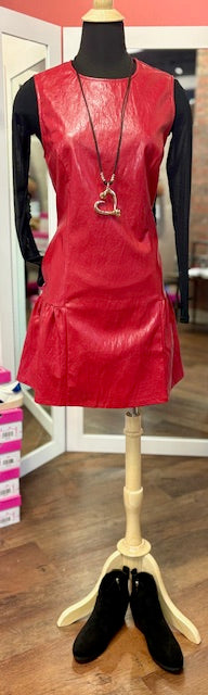 JoyJoy Vegan Leather Dress Red