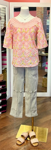 Ivy Jane Spiro Embroidered Pink Top