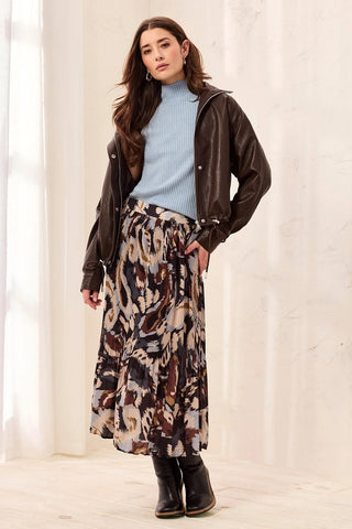 Tribal Plisse Print Skirt Steel