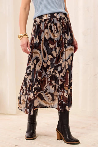 Tribal Plisse Print Skirt Steel