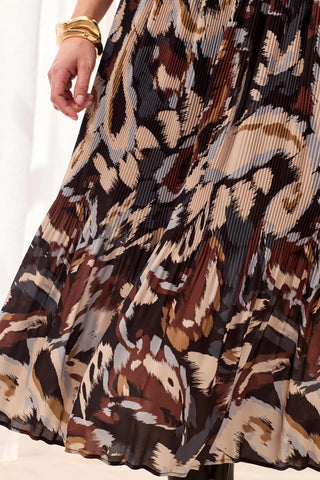 Tribal Plisse Print Skirt Steel